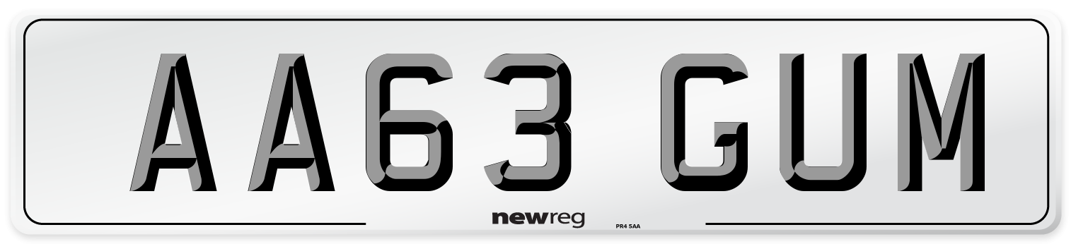 AA63 GUM Number Plate from New Reg
